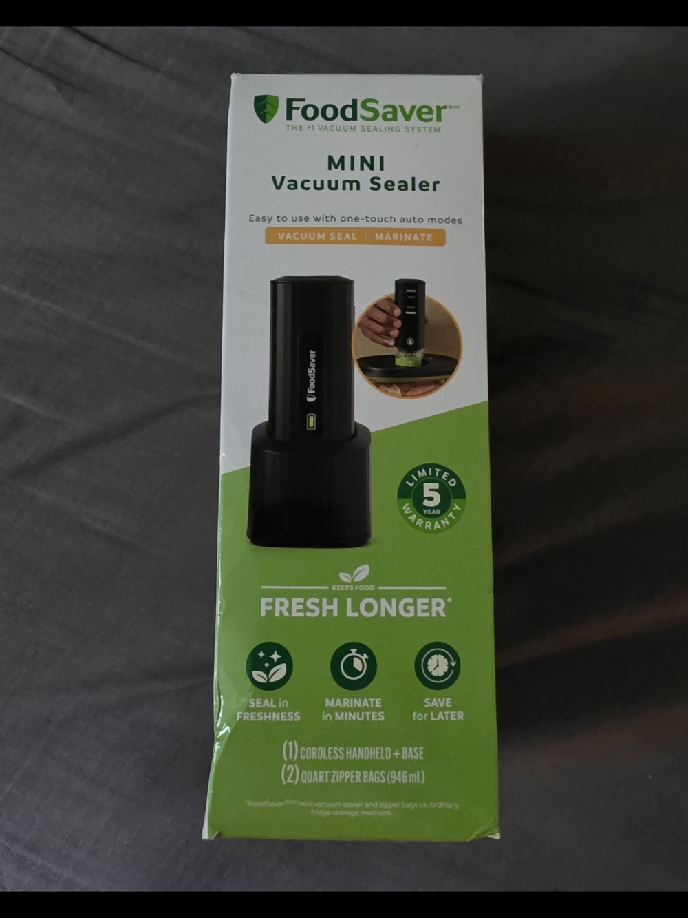 FoodSaver Mini Vacuum Sealer in Black - Portable Food Storage